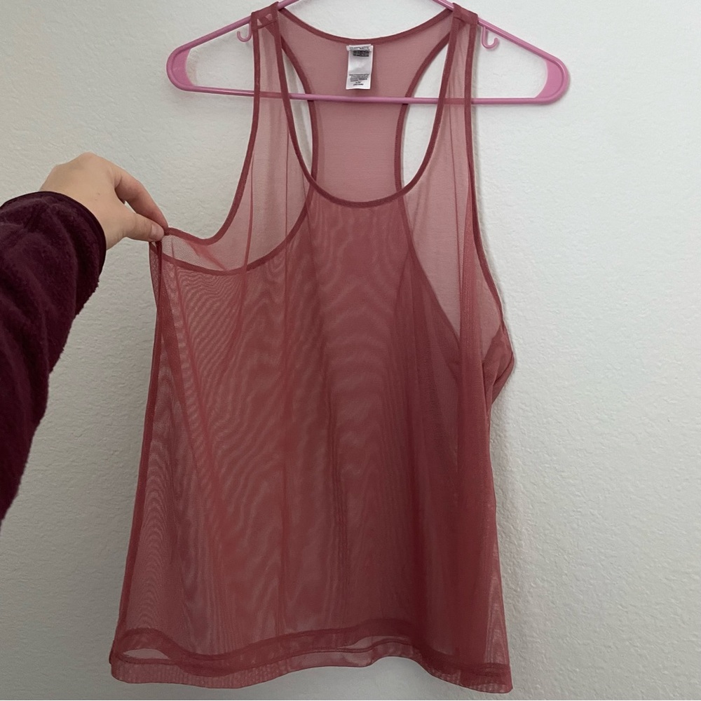 VS PINK mauve sheer racer back tank top